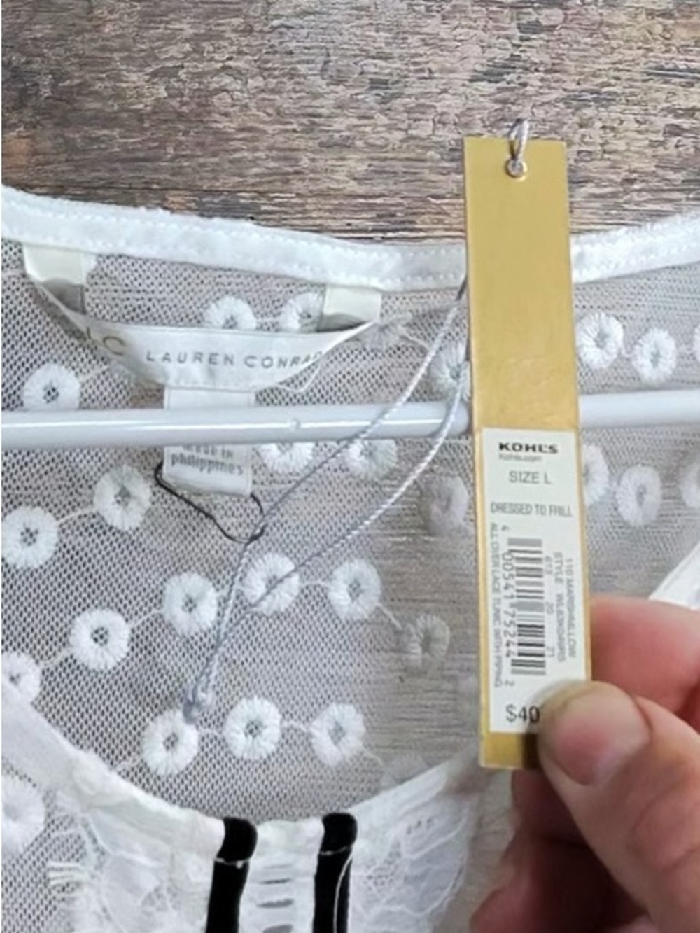 LC Lauren Conrad White Eyelet Tank with Black Trim - Picture 10 of 10